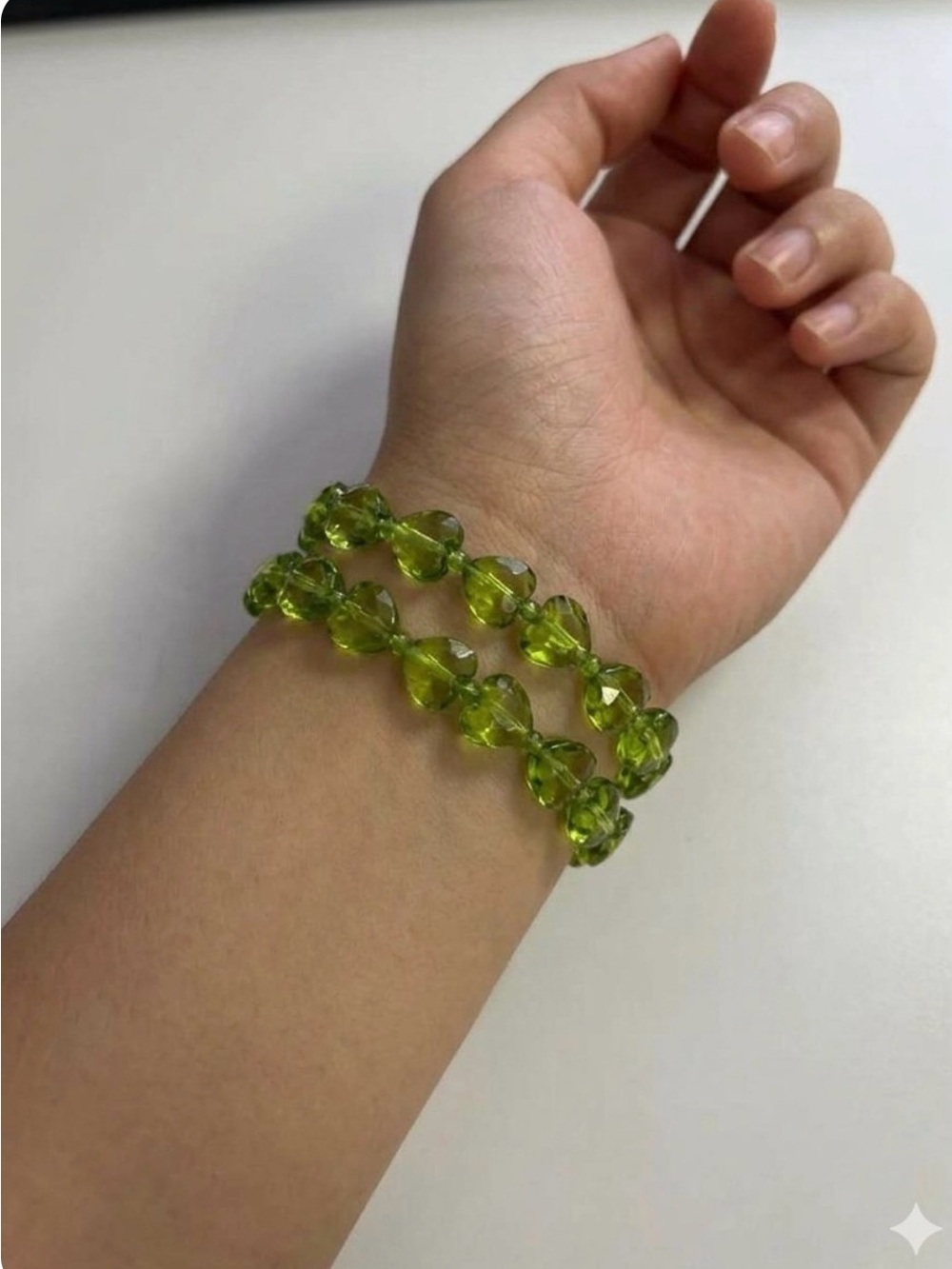 Sparkling Olive Green Faceted Bead Stretch Bracelet - Women Jewelry